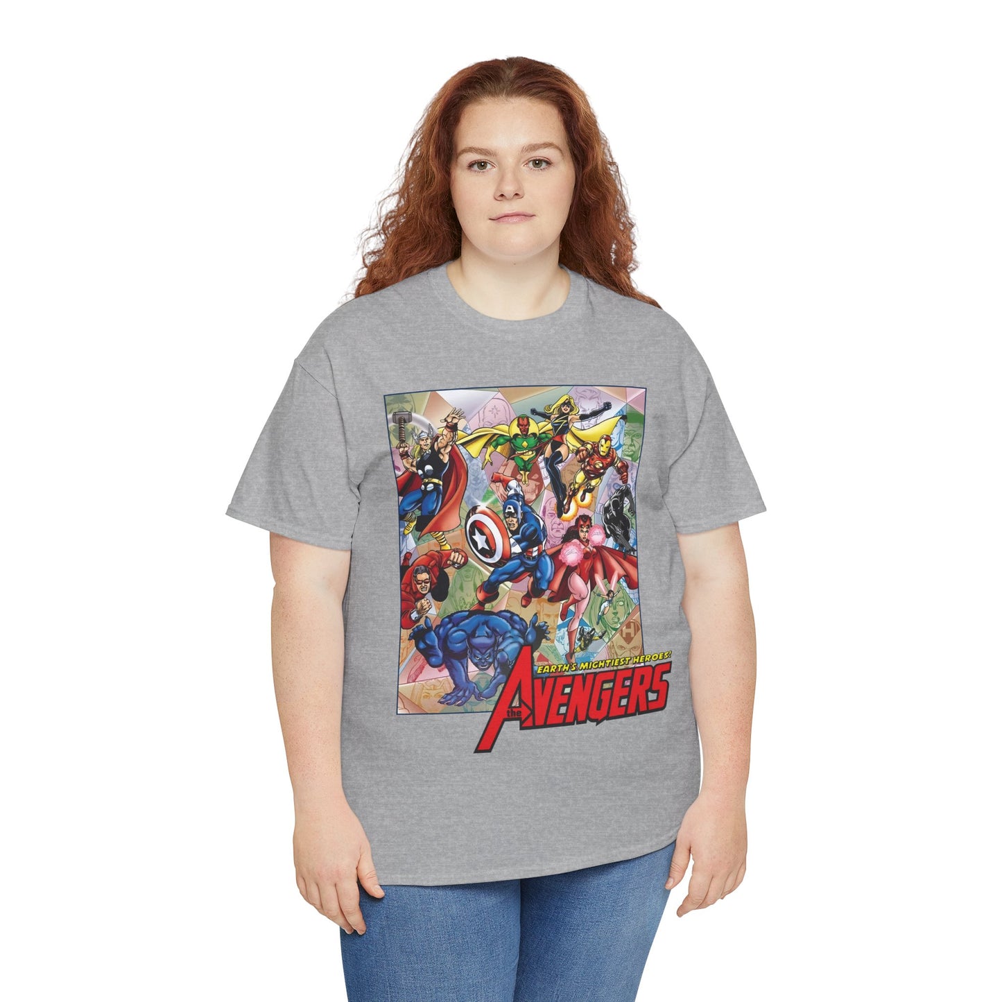 Avengers T-Shirt - George Perez Art - Captain America, Iron Man, Thor, Scarlet Witch, Black Panther, Wonder Man, Beast, Vision - Marvel Comics