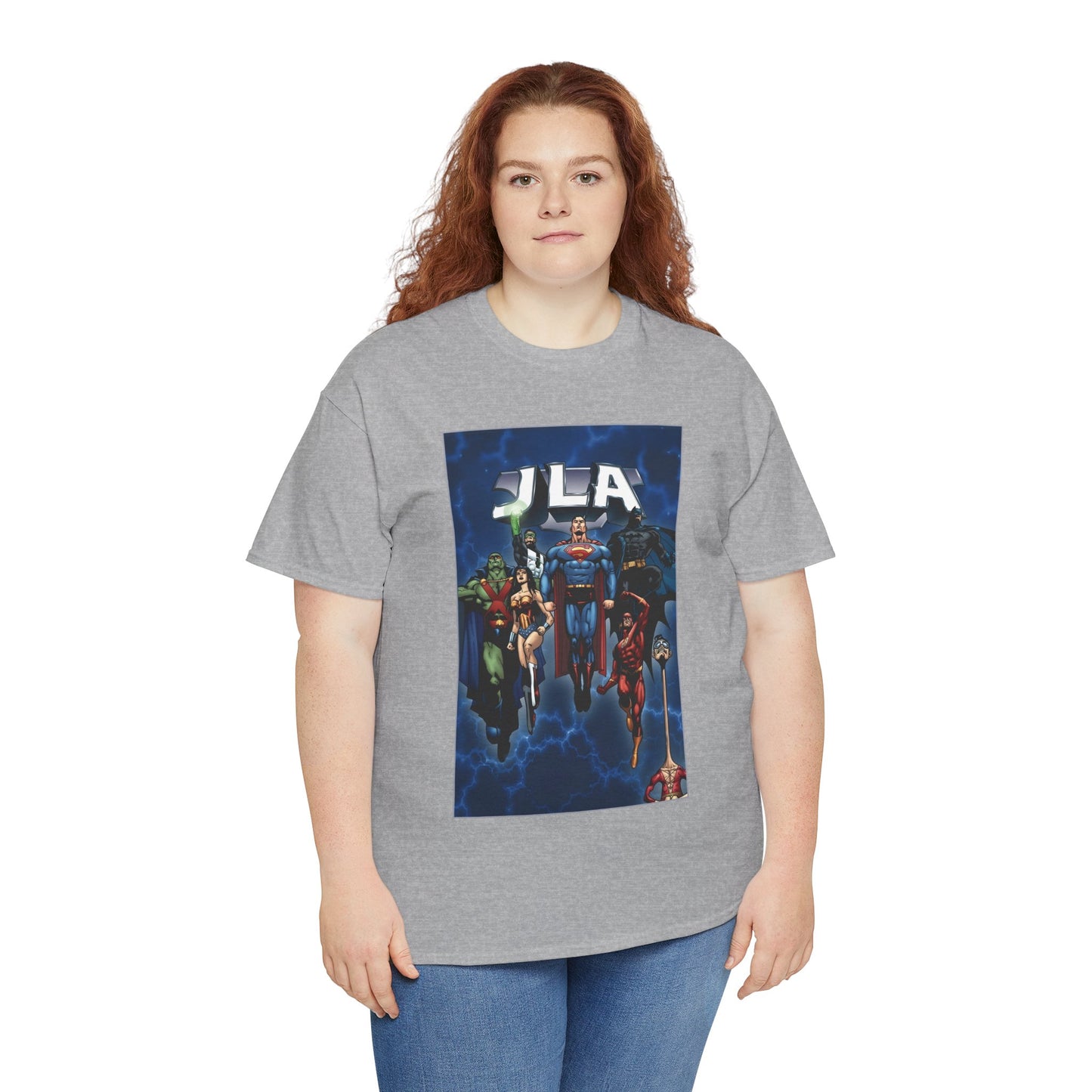 JLA T-Shirt - Doug Mahnke Art - Superman, Batman, Wonder Woman, Aquaman, Green Lantern, Flash, Martian Manhunter - DC Comics