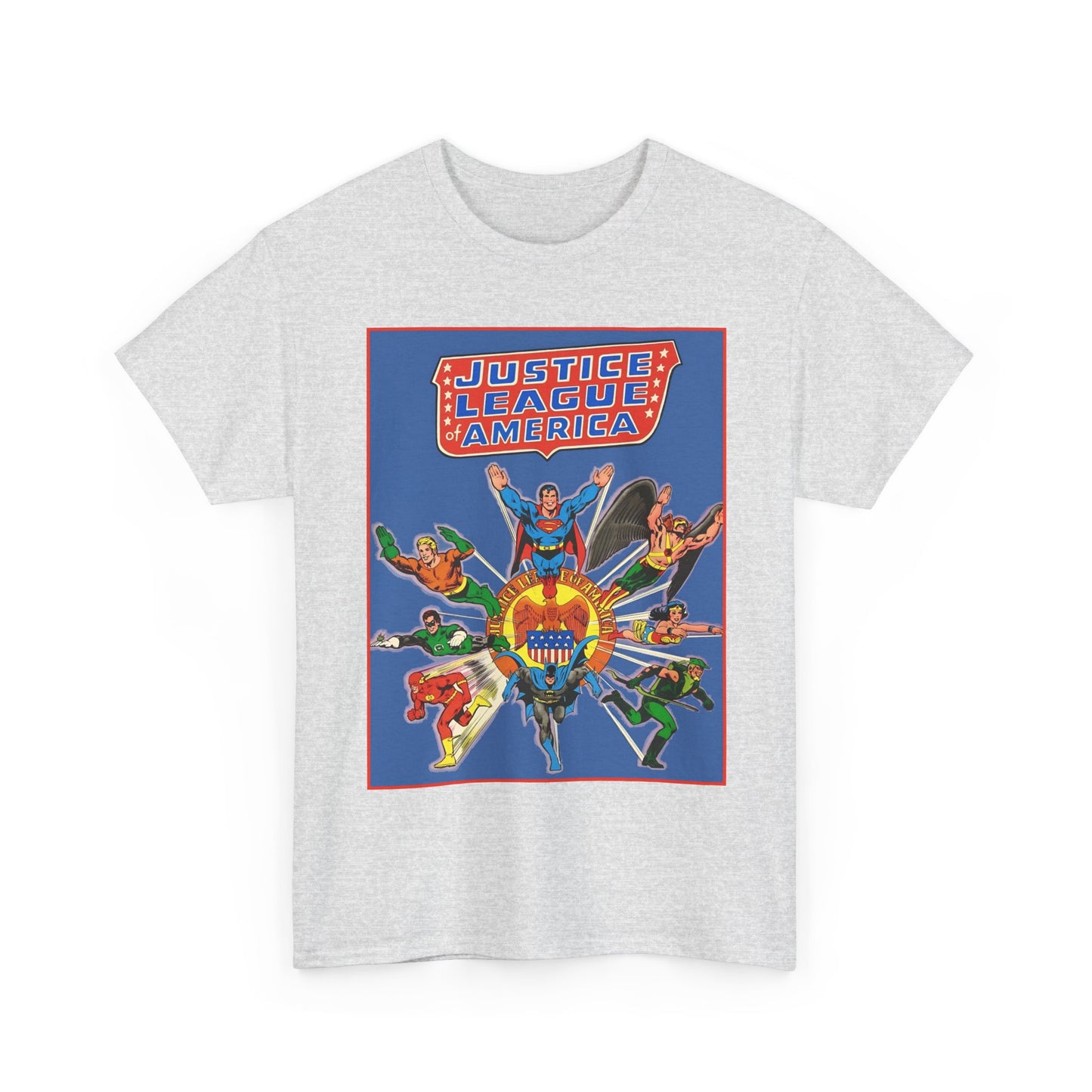 Justice League Treasury Edition T-Shirt - Superman, Wonder Woman, Flash, Hawkman, Batman, Green Arrow, Green Lantern - DC Comics