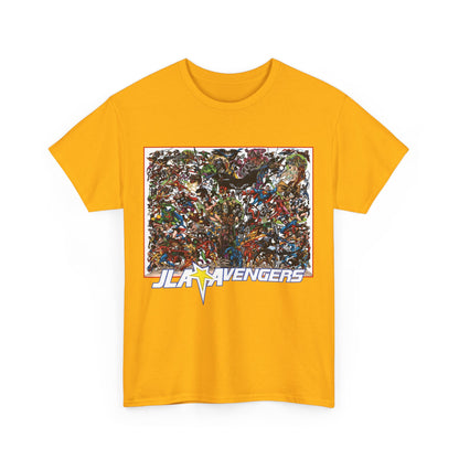 JLA Vs Avengers T-Shirt - Stunning, Classic George Perez Art - DC & Marvel 200s Crossover - Superman, Thor, Wonder Woman, Captain America, Flash, Black Panther, Iron Man, Batman