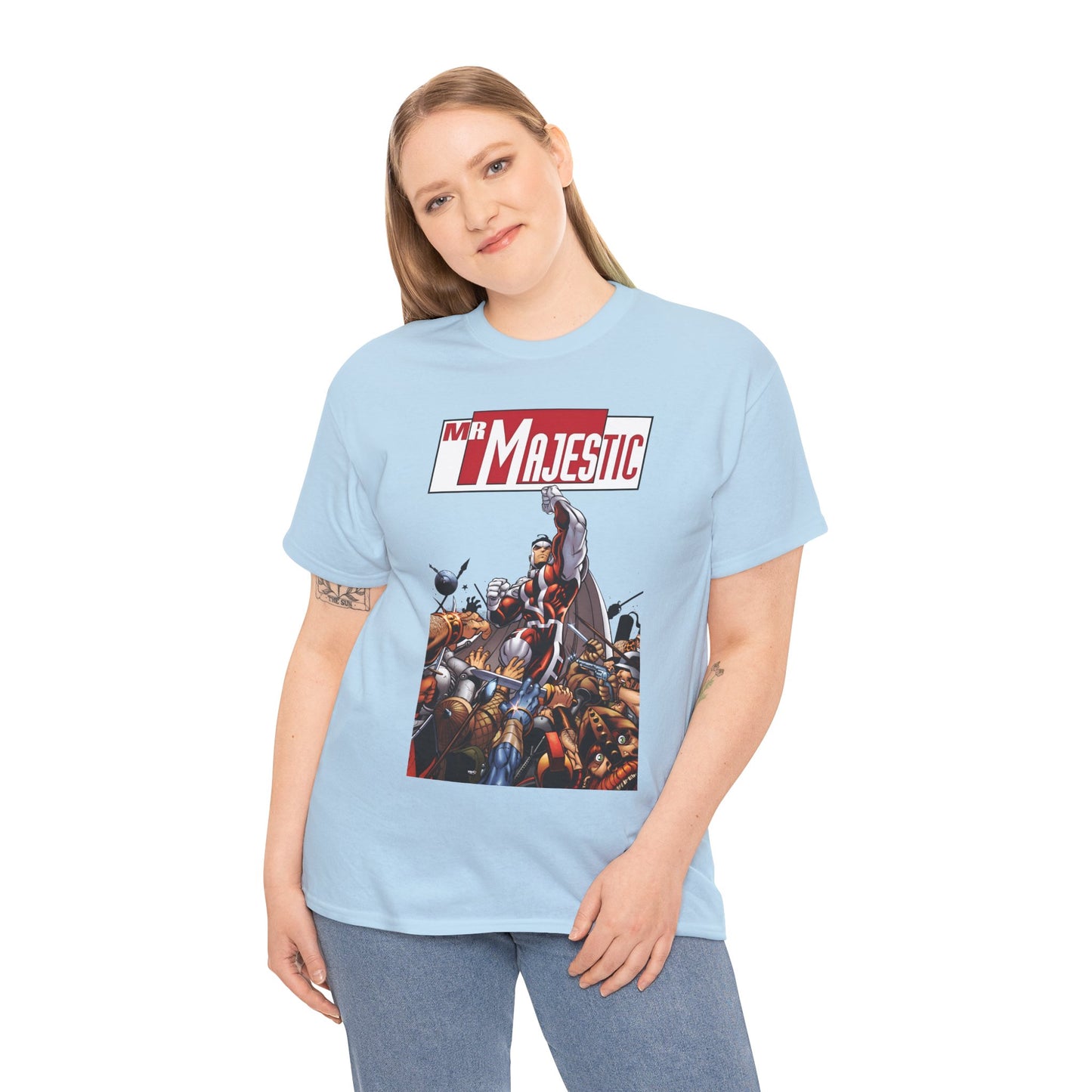 Mr. Majestic T-Shirt - Ed McGuiness Art - Flying Above His Attackers - DC/Wildstorm Comics