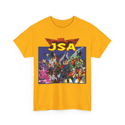 JSA T-Shirt - Carlos Pacheco Art - Green Lantern, Power Girl, Hawkgirl, Black Adam, Flash, Dr Fate, Hawkman - DC Comics - Justice Society of America