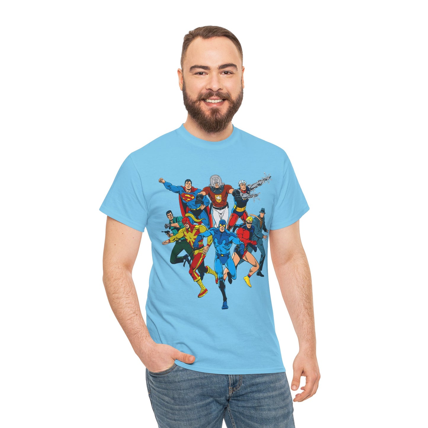 Charlton Characters T-Shirt - DC Comics - Captain Atom, Peacemaker, The Question, Blue Beetle, Judomaster