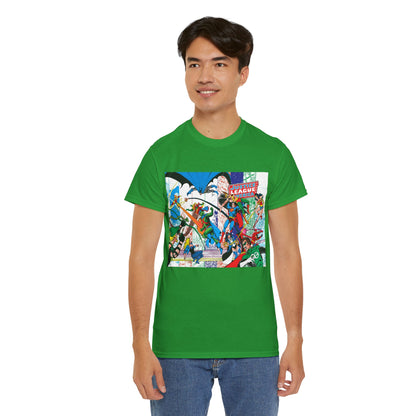Justice League of America #200 T-Shirt - George Perez Art - Superman, Batman, Zatanna, Wonder Woman, Elongated Man, Martian Manhunter, Black Canary, Atom, Firestorm - DC Comics