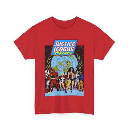 Justice League Europe T-Shirt - Bart Sears Art - Wonder Woman, Flash, Captain Atom, Animal Man, Elongated Man, Power Girl, Metamorpho - JLI Spin-Off - DC Comics