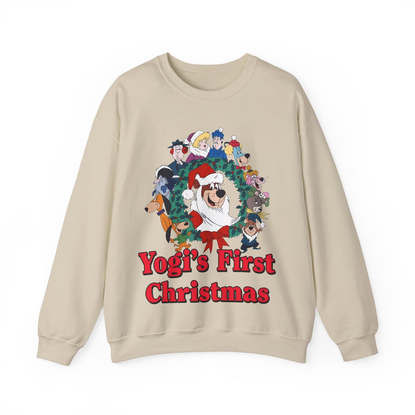 Yogi's First Christmas Crewneck Sweatshirt - Hanna-Barbera TV Holiday Special - Snagglepuss, Huckleberry Hound, Ranger Smith