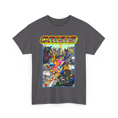 Crisis on Infinite Earths T-Shirt - George Perez Art - Superman, Firestorm, Captain Atom, Wonder Woman, Martian Manhunter Vs The Anti-Monitor - #12 Cover - DC Comics