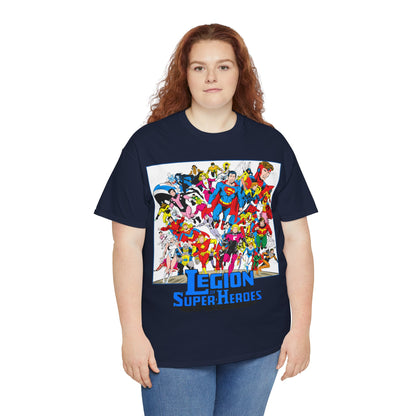 Legion of Super-Heroes T-Shirt - Greg Laroque Art - Who's Who in DC Comics - Superboy, Cosmic Boy, Dream Girl, Dawnstar, Supergirl, Sun Boy, Wildfire, Element Lad, Invisible Kid, Saturn Girl, Lightning Lad - DC Comics