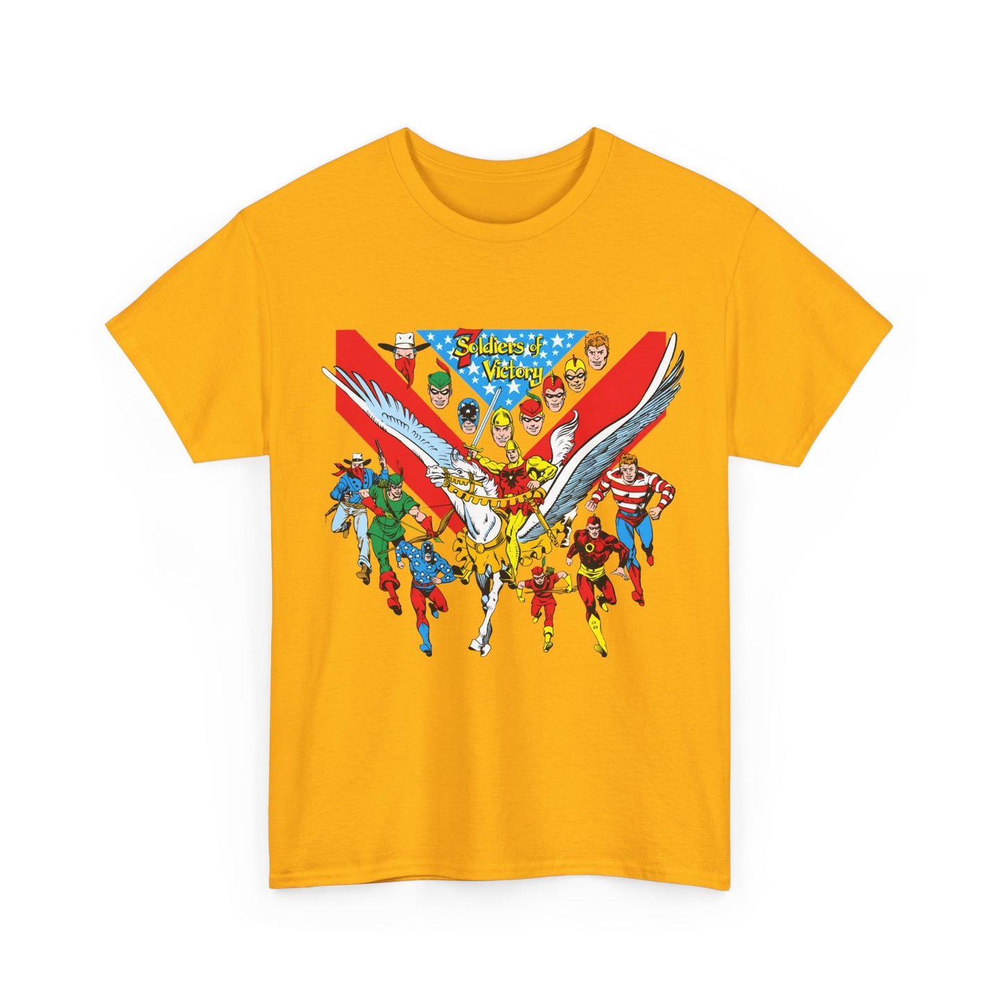 7 Soldiers of Victory T-Shirt - Speedy, Vigilante, Green Arrow, Stripesy, Crimson Avenger, Star-Spangled Kid - Golden Age Heroes of the DC Universe