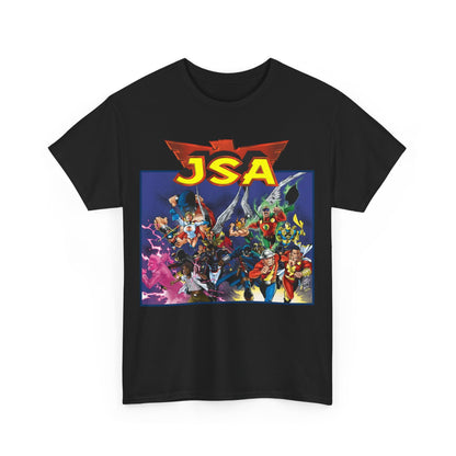 JSA T-Shirt - Carlos Pacheco Art - Green Lantern, Power Girl, Hawkgirl, Black Adam, Flash, Dr Fate, Hawkman - DC Comics - Justice Society of America
