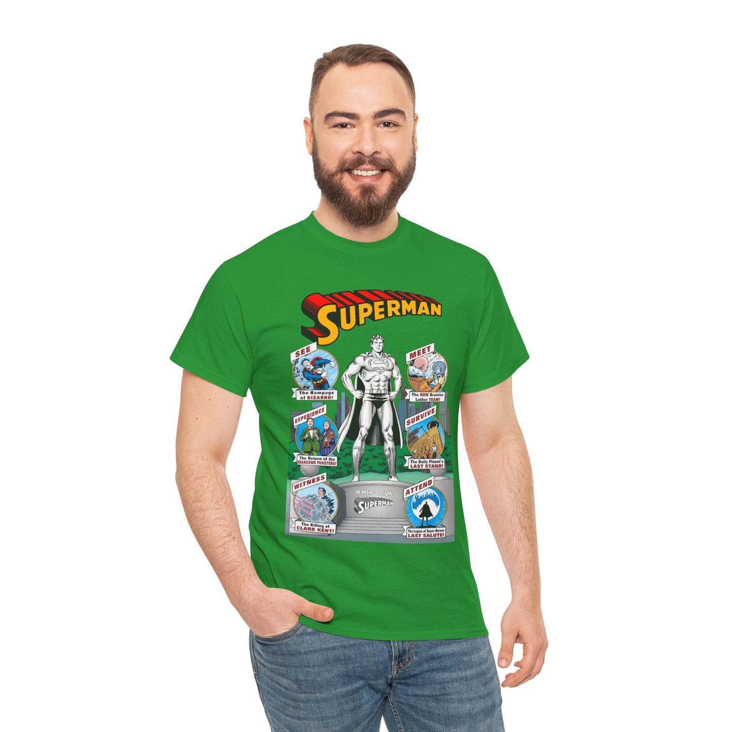 Superman T-Shirt - Curt Swan Art - Whatever Happened to the Man of Tomorrow? - Brainiac, Lex Luthor, Bizarro, Toyman, Daily Planet - Alan Moore Story - DC Comics