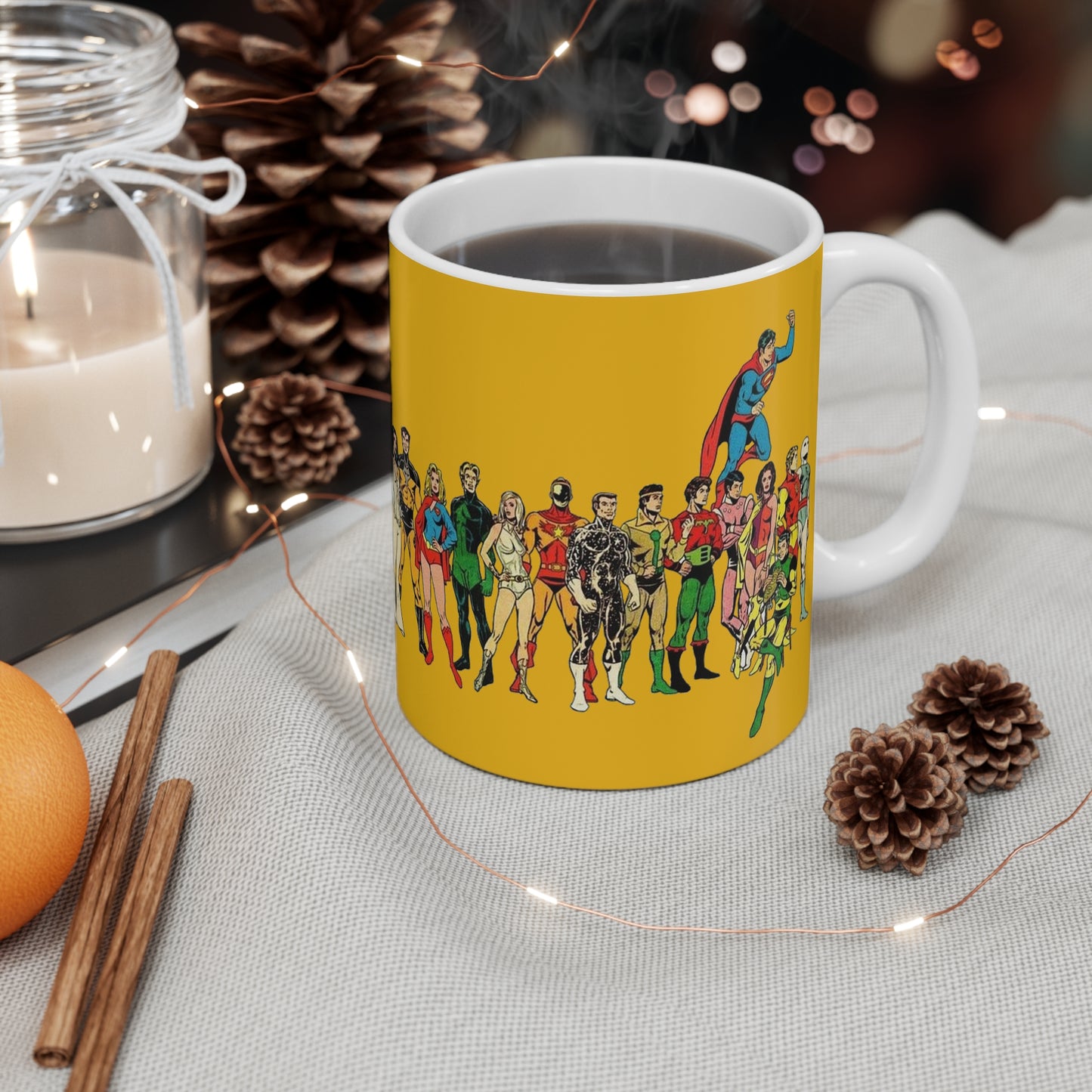 Legion of Super-Heroes Coffee Mug, 11oz - Classic DC Comics Art - Superboy, Cosmic Boy, Wildfire, Dream Girl, Element Lad, Sun Boy