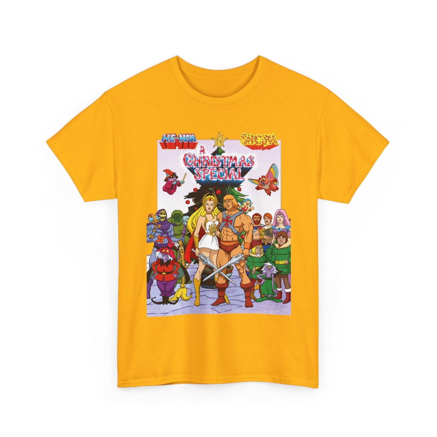 He-Man & She-Ra Christmas Special T-Shirt - MOTU & POP - Upcoming Masters of the Universe 2026 Movie - Filamation Art