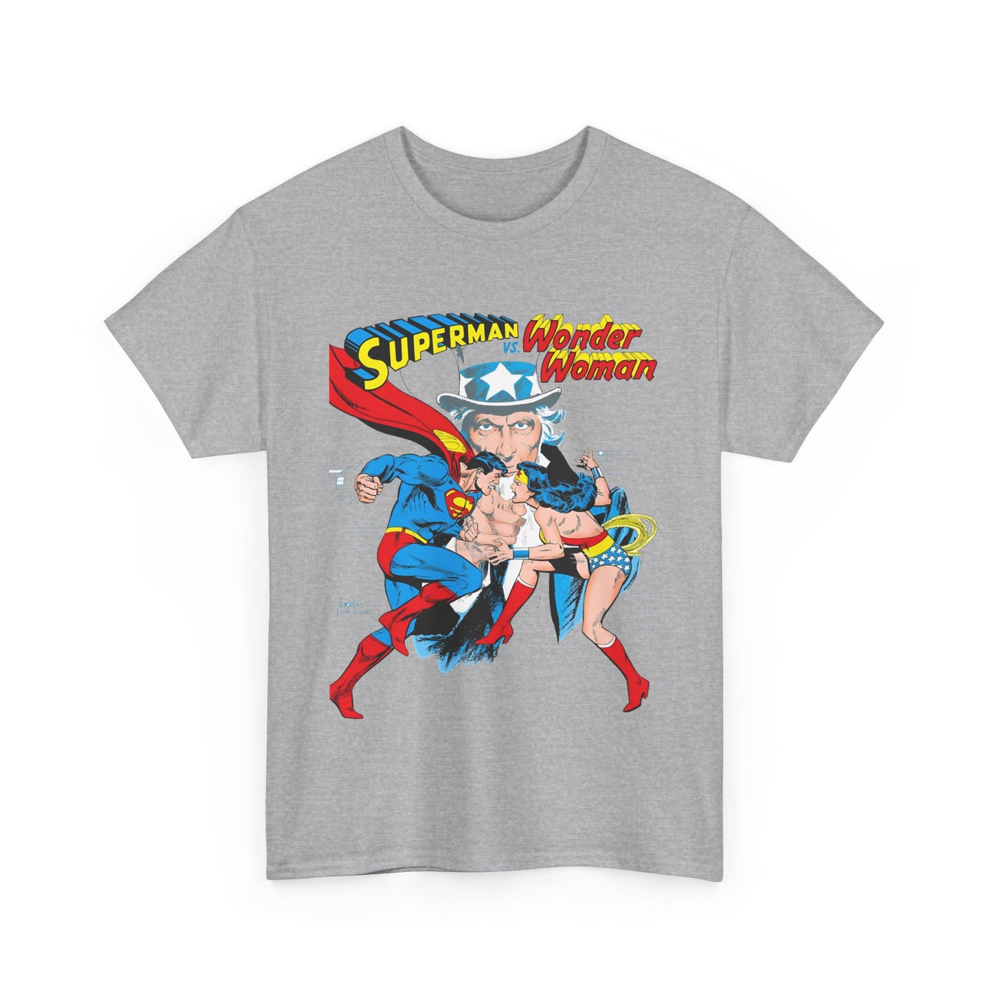 Superman Vs Wonder Woman T-Shirt - José Luis García-López Art - Popular 1970s Tabloid Story - DC Comics