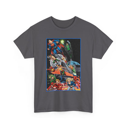 Justice League of America T-Shirt - Jerry Ordway Art - Superman, Wonder Woman, Firestorm, Flash, Black Canary, Atom - DC Comics
