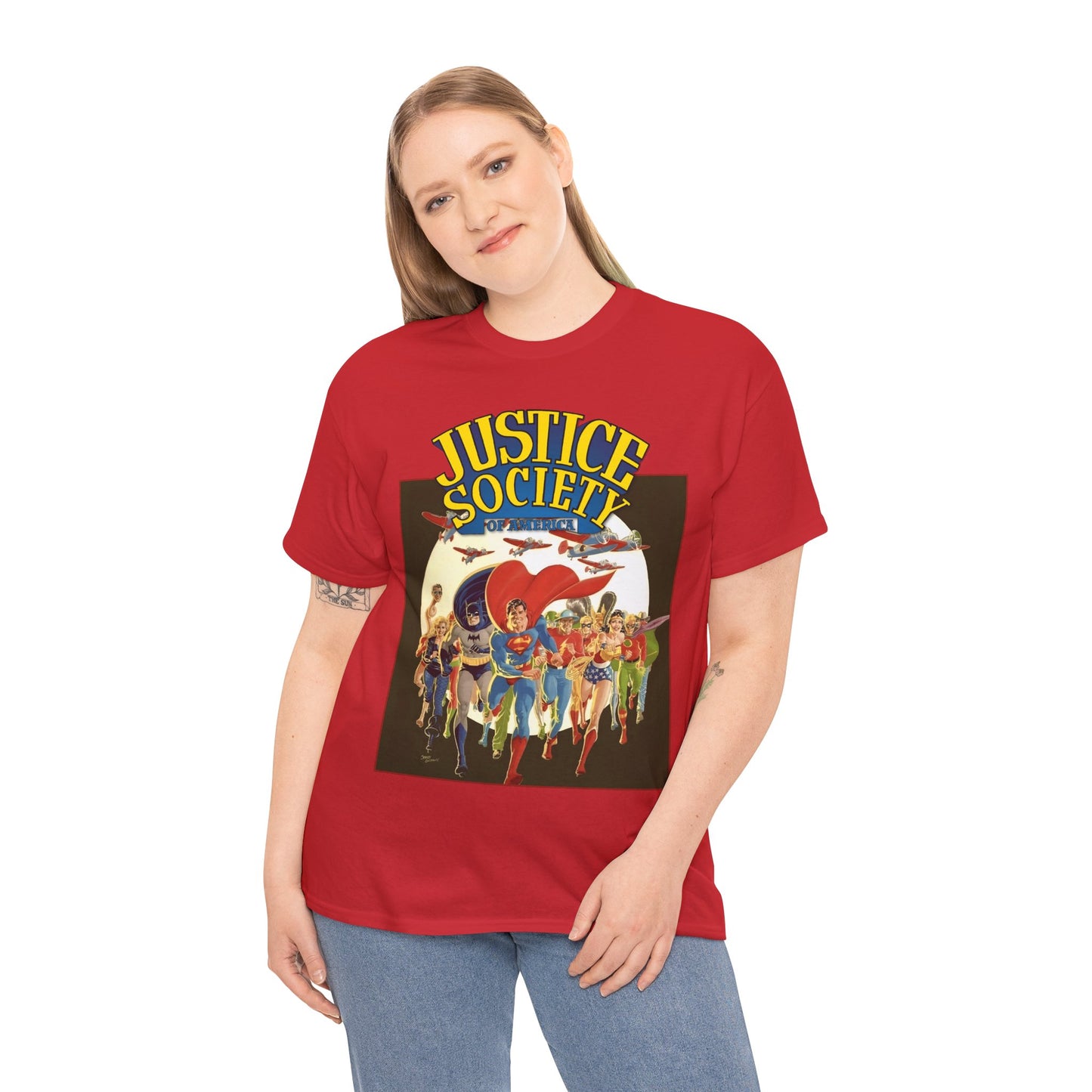 Justice Society of America T-Shirt - Superman, Wonder Woman, Black Canary, Green Lantern, Batman, Plastic Man, Flash - DC Comics