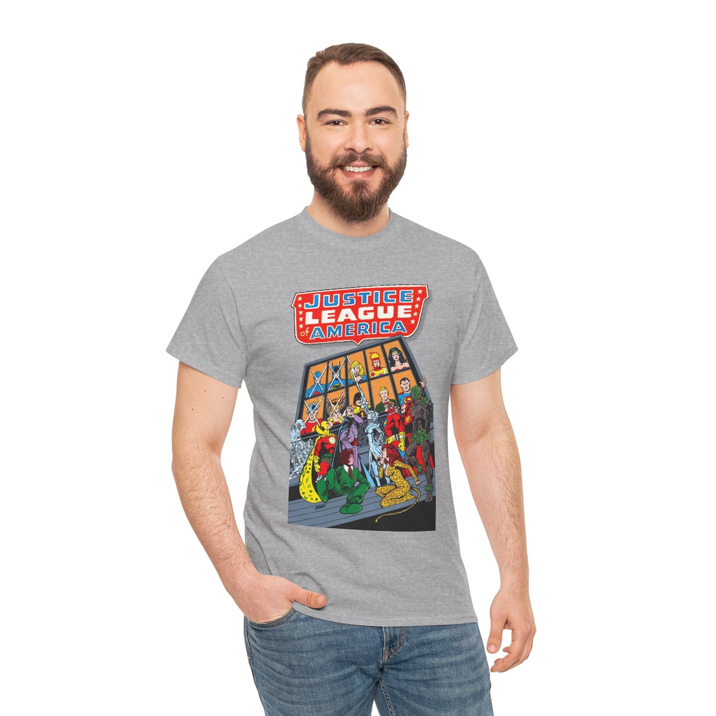 Justice League of America T-Shirt - George Perez Art - Wonder Woman, Hourman, Batman, Firestorm - SSOSV - DC Comics