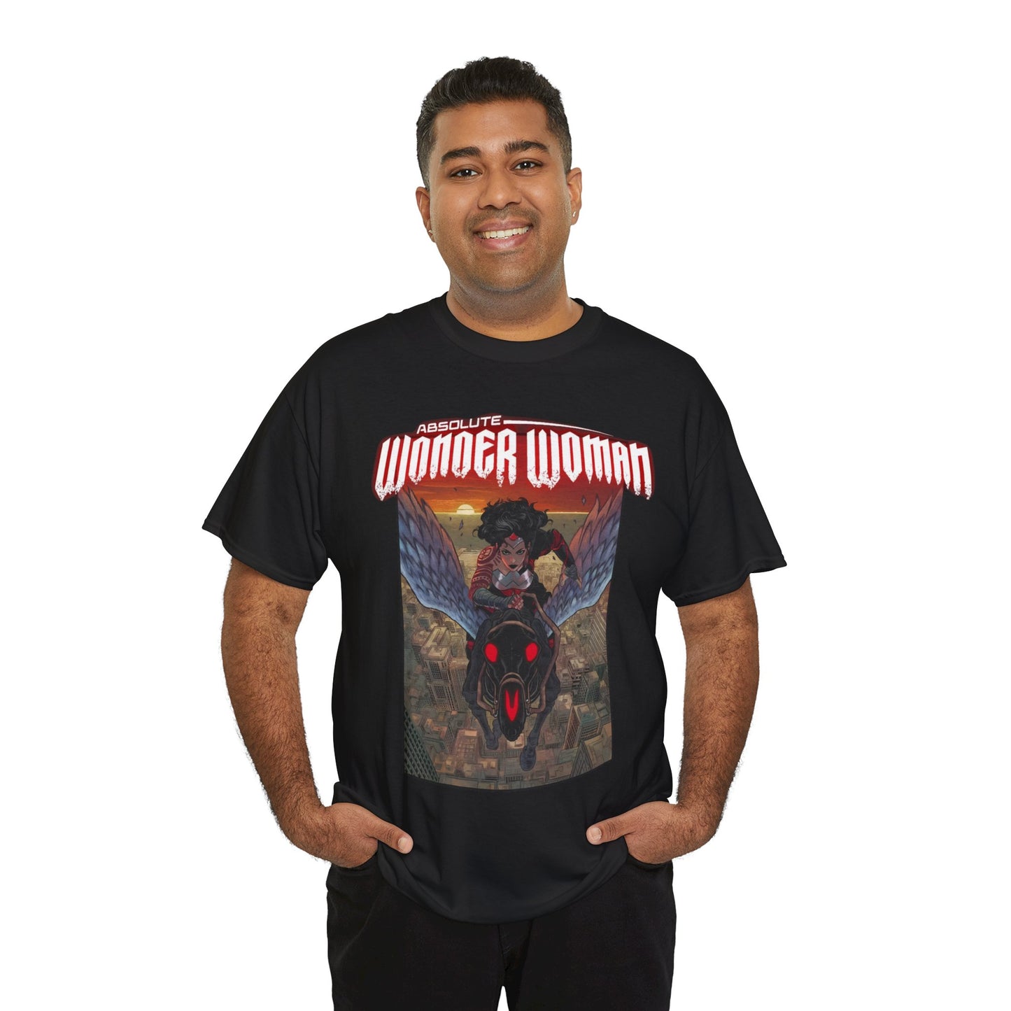 Absolute Wonder Woman T-Shirt - Hayden Sherman Art - DC Comics All-In - Raised in Hell by Circe - Riding Pegasus