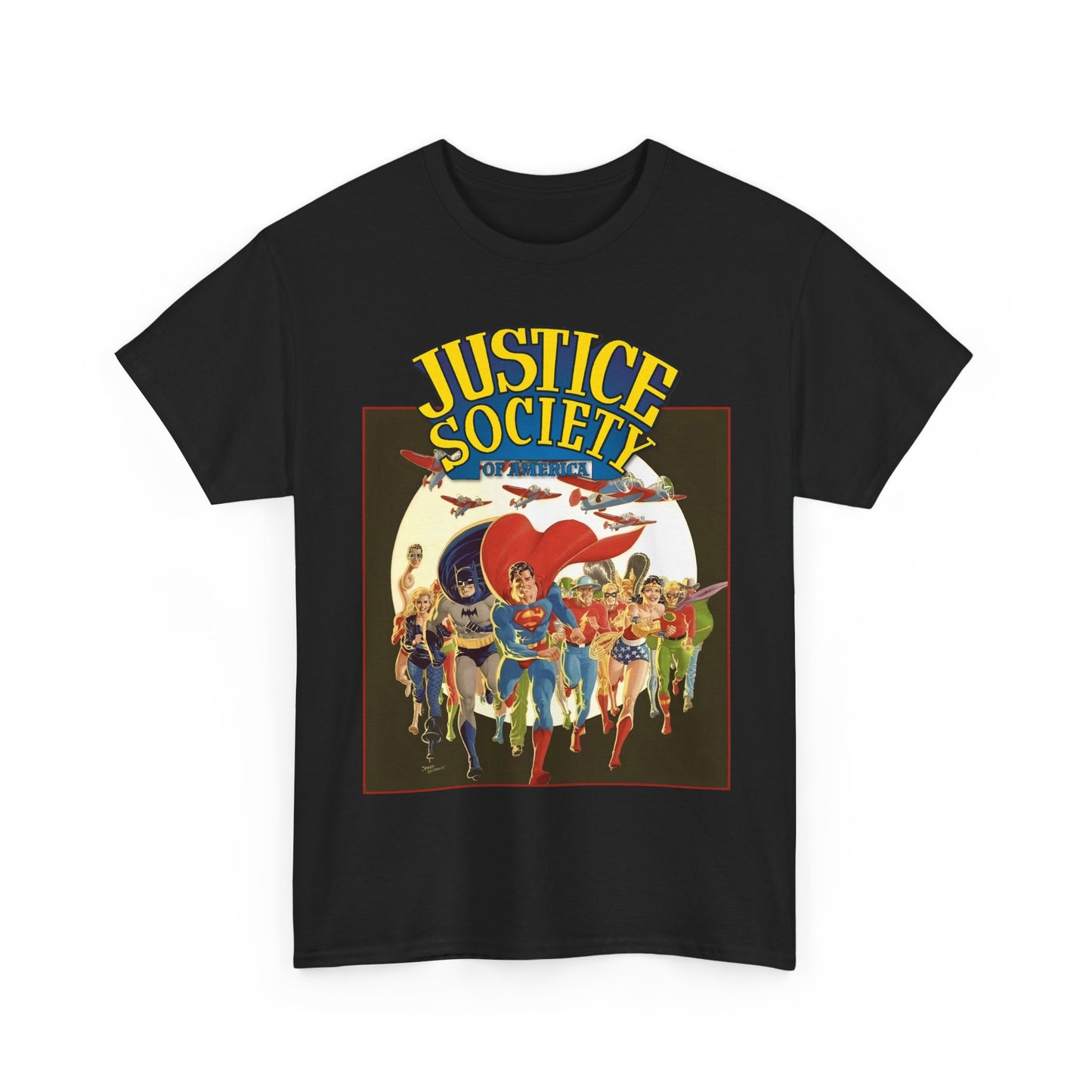 Justice Society of America T-Shirt - Superman, Wonder Woman, Black Canary, Green Lantern, Batman, Plastic Man, Flash - DC Comics