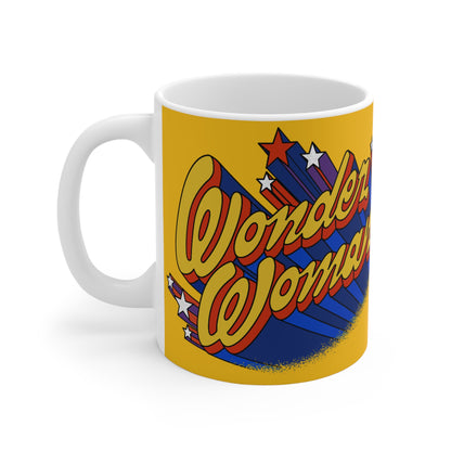 Wonder Woman (Lynda Carter) Coffee Mug, 11oz - 1970s Classic TV Show - DC Comics - Amazon Princess