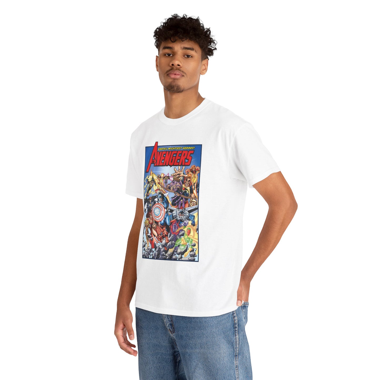 Avengers & Thunderbolts T-Shirt - George Perez Art - Captain America, Iron Man, Wonder Man, Scarlet Witch, Hawkeye, Citizen V, MACH-1, Techno, Atlas, Songbird - Marvel Comics