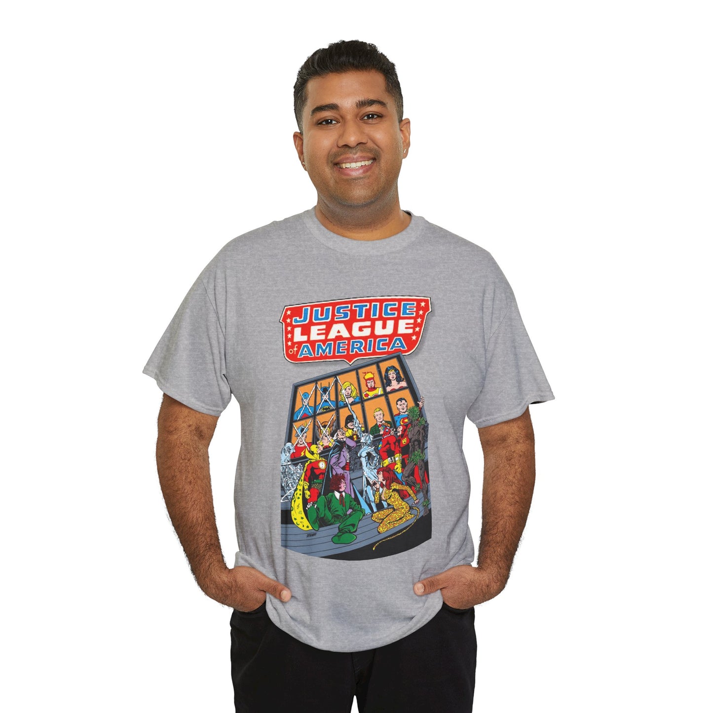 Justice League of America T-Shirt - George Perez Art - Wonder Woman, Hourman, Batman, Firestorm - SSOSV - DC Comics