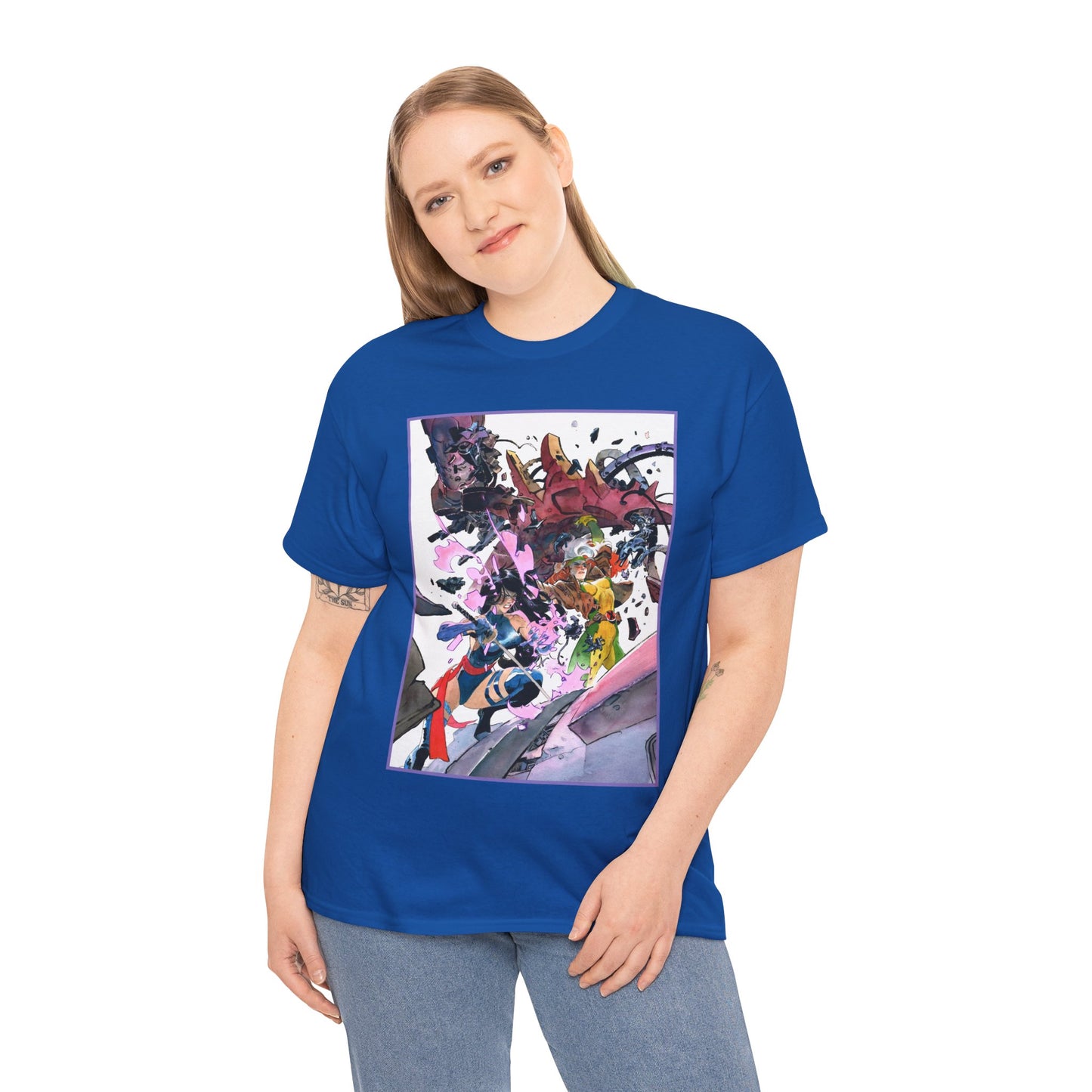 Rogue & Psylocke T-Shirt - Ripping Apart a Sentinel - X-Men Mutants - Marvel Comics