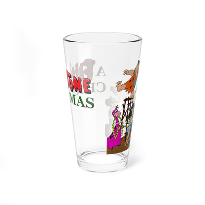 Flintstones Christmas Pint Glass, 16oz - Fred, Wilma, Barney, Betty Festive Holiday Barware