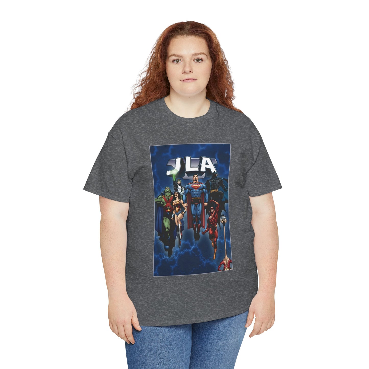 JLA T-Shirt - Doug Mahnke Art - Superman, Batman, Wonder Woman, Aquaman, Green Lantern, Flash, Martian Manhunter - DC Comics