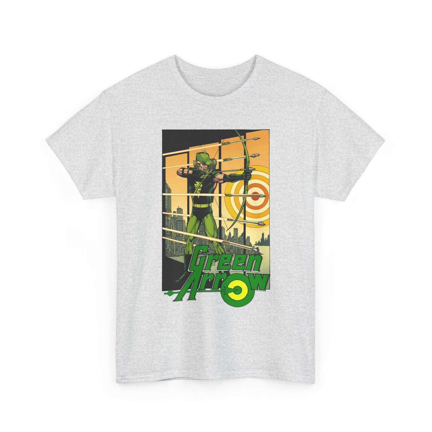 Green Arrow T-Shirt - George Perez Art - 1980s Justice League Postcard Art - JLA - DC Comics