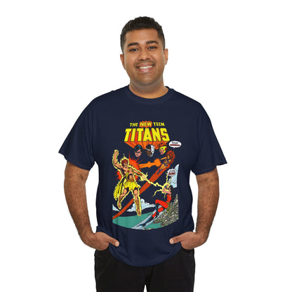 New Teen Titans T-Shirt - George Perez Art - Wonder Girl & Starfire Vs Hyperion - DC Comics