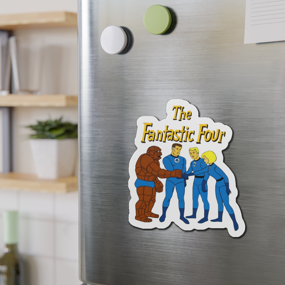 Fantastic Four Die-Cut Magnet - Hanna-Barbera Cartoon - Reed Richards, Invisible Girl, Human Torch, The Thing - Marvel Comics - 3", 4", 5", 6"