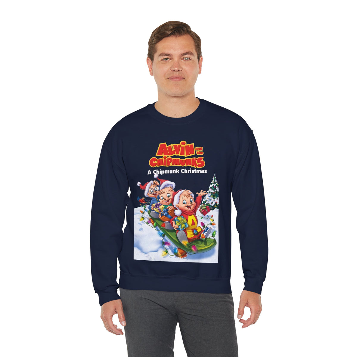 Alvin & the Chipmunks Christmas Special Heavy Blend Crewneck Sweatshirt - Alvin, Simon, Theodore Festive Holiday Cartoon
