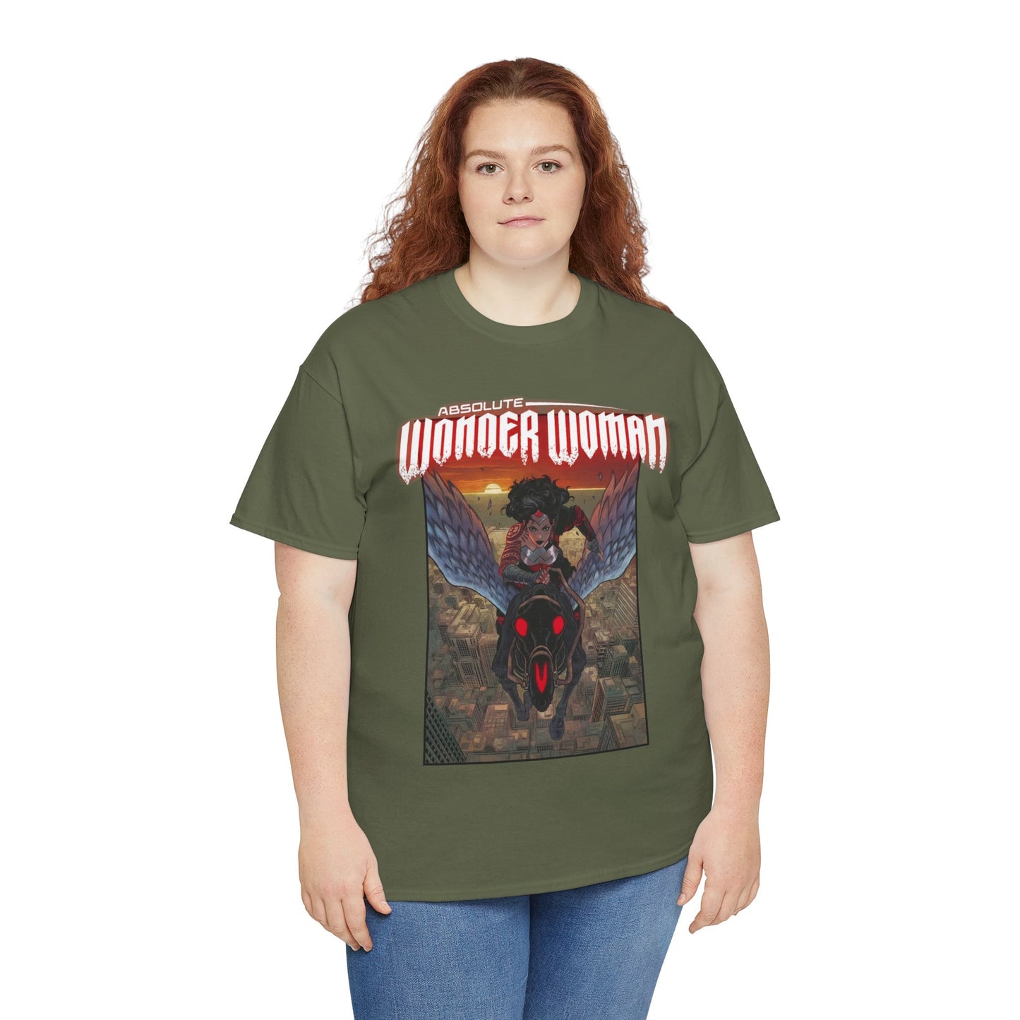 Absolute Wonder Woman T-Shirt - Hayden Sherman Art - DC Comics All-In - Raised in Hell by Circe - Riding Pegasus
