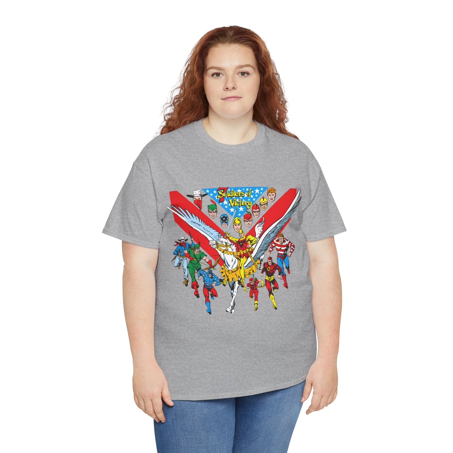 7 Soldiers of Victory T-Shirt - Speedy, Vigilante, Green Arrow, Stripesy, Crimson Avenger, Star-Spangled Kid - Golden Age Heroes of the DC Universe
