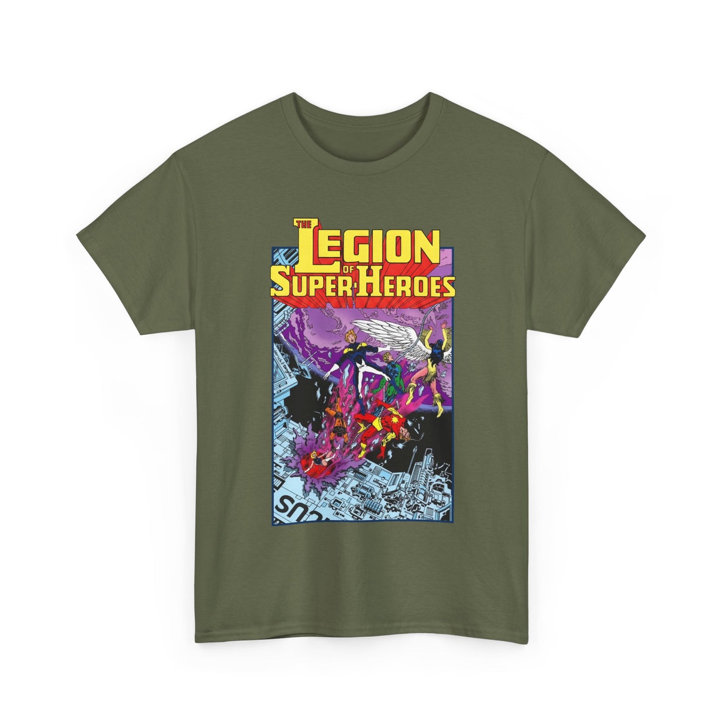 Legion of Super-Heroes T-Shirt - Pat Broderick Art - Timber Wolf, Lightning Lad, Wildfire, Dawnstar, Element Lad - LOSH - DC Comics
