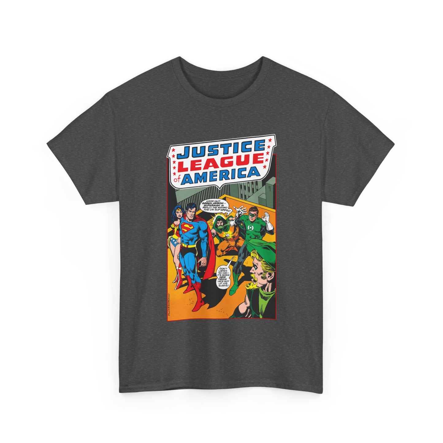 Justice League of America T-Shirt - Dick Dillin Art - Superman, Wonder Woman, Green Arrow, Green Lantern - DC Comics