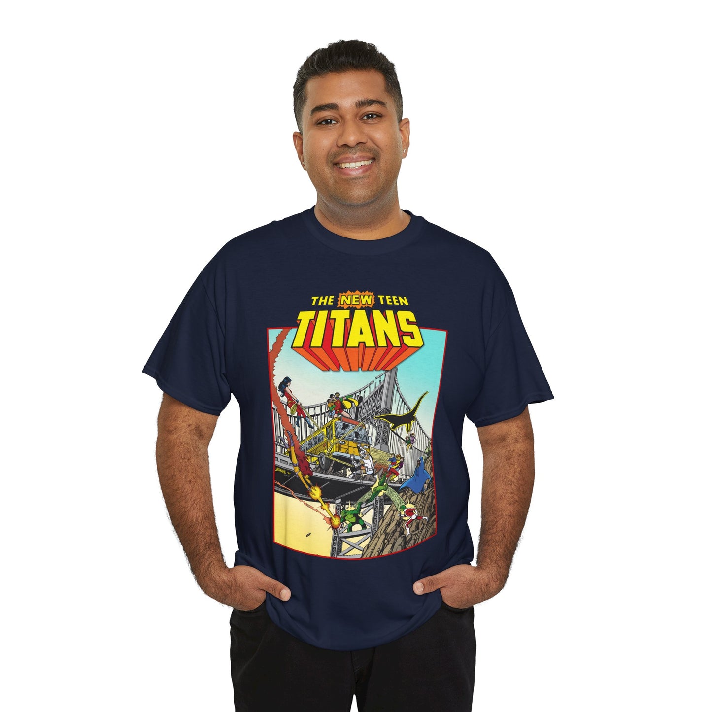 New Teen Titans T-Shirt - George Perez Promo Art - Wonder Girl, Cyborg, Raven, Starfire, Robin, Kid Flash, Changeling - DC Comics