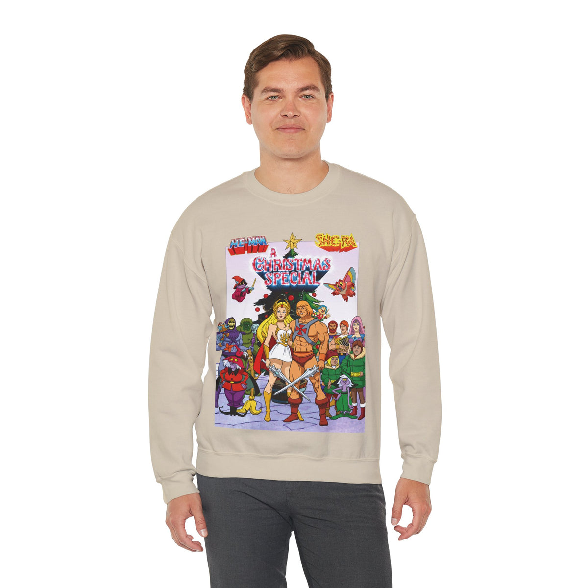 He-Man & She-Ra Christmas Special Heavy Blend Crewneck Sweatshirt - Masters of the Universe, Princess of Power Filmation Festive Holiday Cartoon