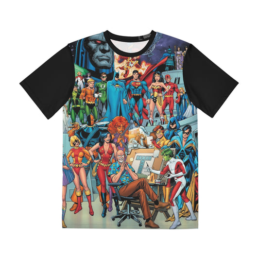 George Perez Tribute All Over Print Tee (Polyester) - José Luis García-López, Dan Jurgens, Phil Jimenez, Gary Frank Art - New Teen Titans, Justice League, Legion of Super-Heroes - DC Comics