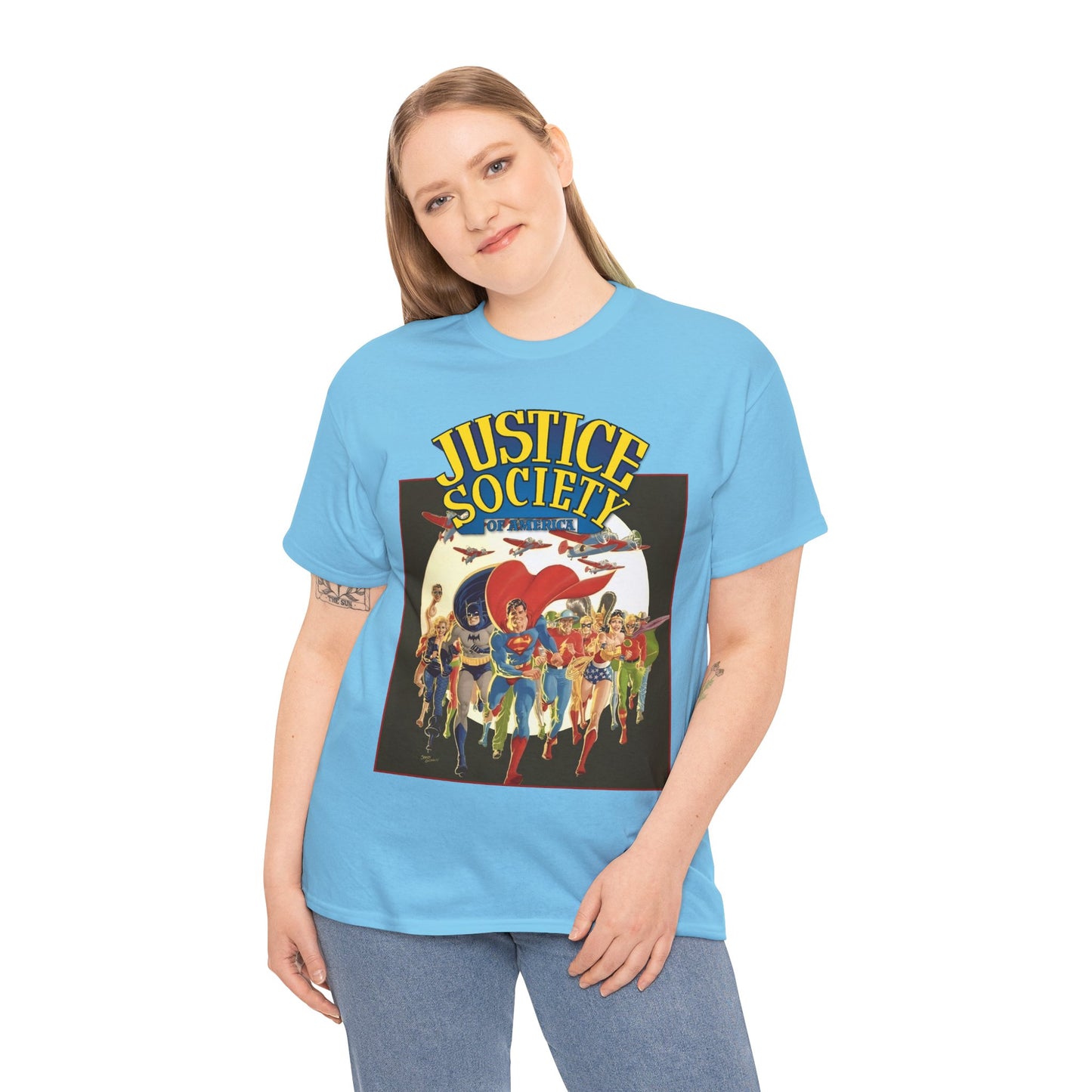 Justice Society of America T-Shirt - Superman, Wonder Woman, Black Canary, Green Lantern, Batman, Plastic Man, Flash - DC Comics