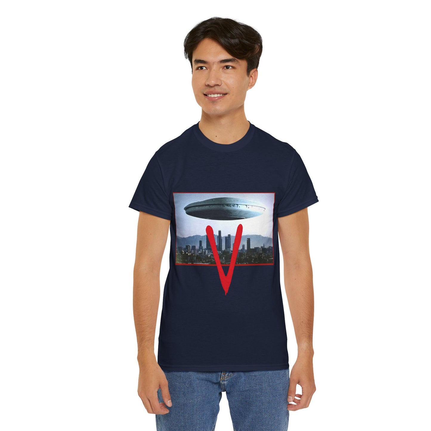 V T-Shirt - The Visitors Mothership - Popular NBC Sci-Fi TV Series from the 1980s