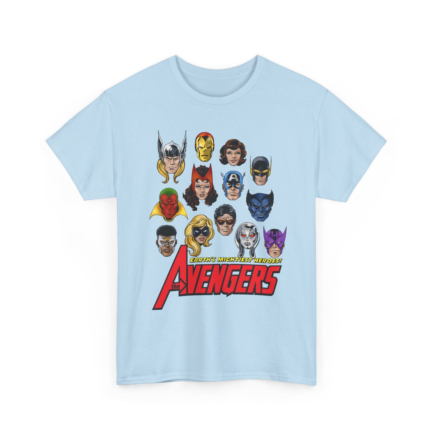 Avengers T-Shirt - John Byrne Art - Captain America, Scarlet Witch, Iron Man, Thor, Vision, Hawkeye, Wonder Man - Marvel Comics