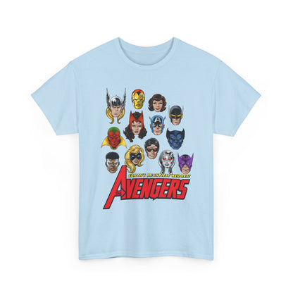 Avengers T-Shirt - John Byrne Art - Captain America, Scarlet Witch, Iron Man, Thor, Vision, Hawkeye, Wonder Man - Marvel Comics