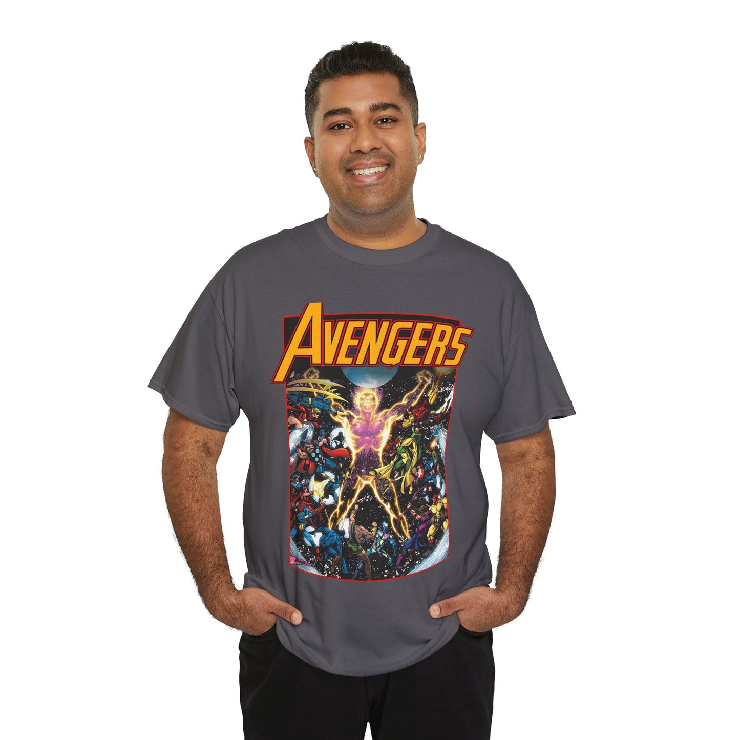 Avengers T-Shirt - George Perez Art - Korvac Saga - Guardians of the Galaxy - Thor, Captain America, Iron Man, Scarlet Witch, Vision, Wonder Man, Hawkeye - Marvel Comics