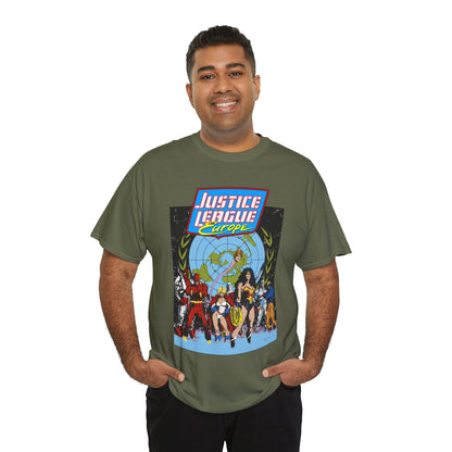 Justice League Europe T-Shirt - Bart Sears Art - Wonder Woman, Flash, Captain Atom, Animal Man, Elongated Man, Power Girl, Metamorpho - JLI Spin-Off - DC Comics