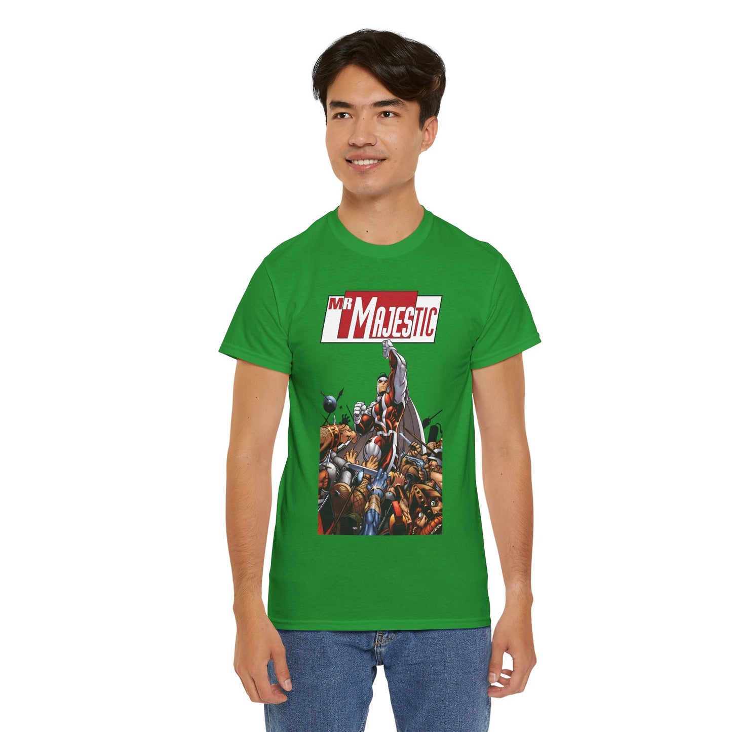 Mr. Majestic T-Shirt - Ed McGuiness Art - Flying Above His Attackers - DC/Wildstorm Comics