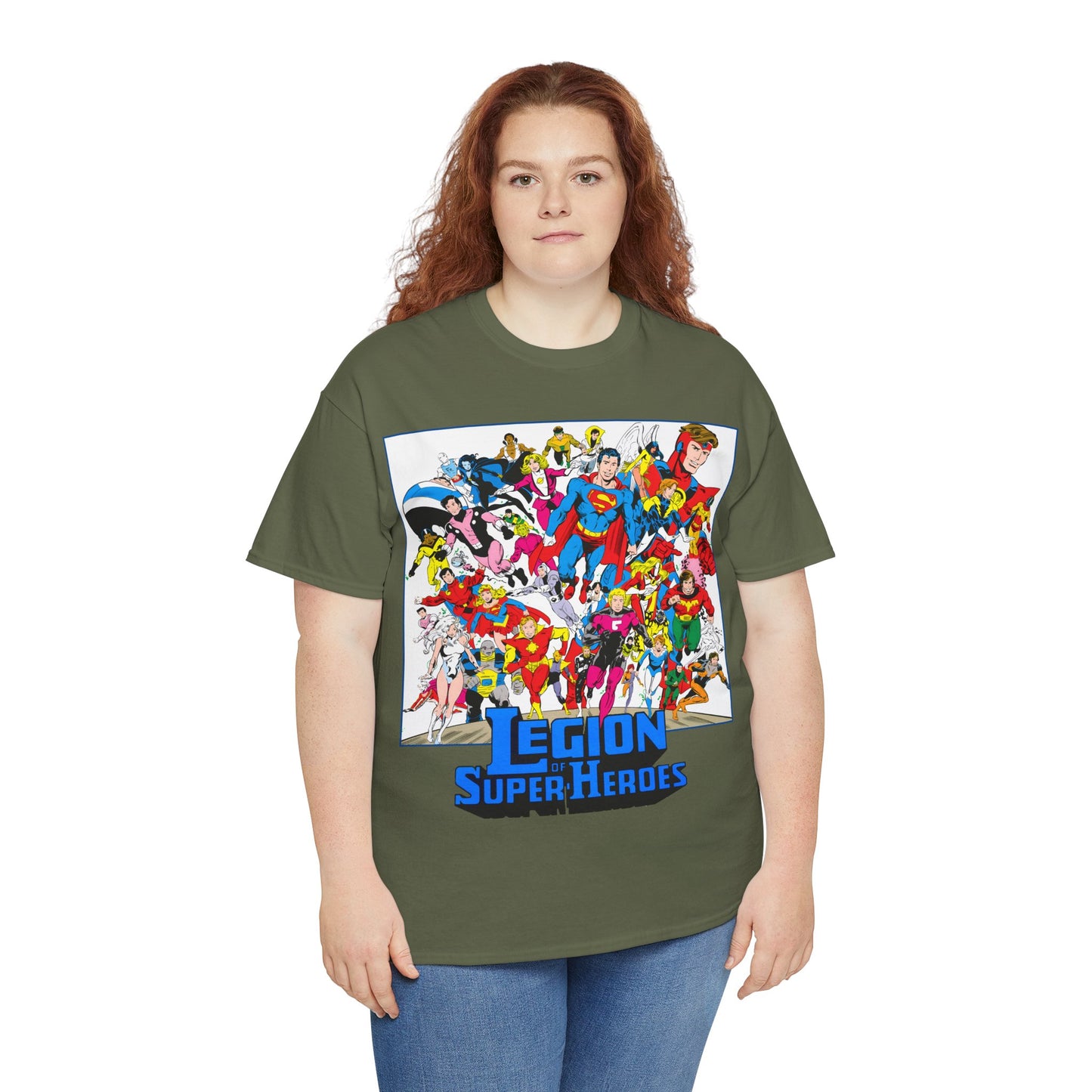 Legion of Super-Heroes T-Shirt - Greg Laroque Art - Who's Who in DC Comics - Superboy, Cosmic Boy, Dream Girl, Dawnstar, Supergirl, Sun Boy, Wildfire, Element Lad, Invisible Kid, Saturn Girl, Lightning Lad - DC Comics