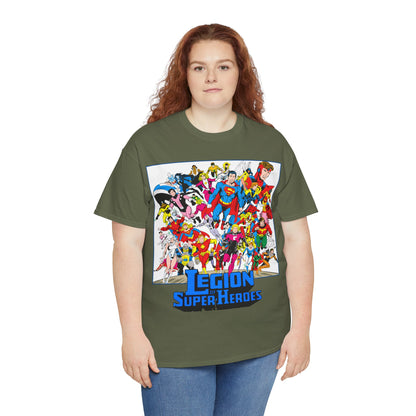 Legion of Super-Heroes T-Shirt - Greg Laroque Art - Who's Who in DC Comics - Superboy, Cosmic Boy, Dream Girl, Dawnstar, Supergirl, Sun Boy, Wildfire, Element Lad, Invisible Kid, Saturn Girl, Lightning Lad - DC Comics