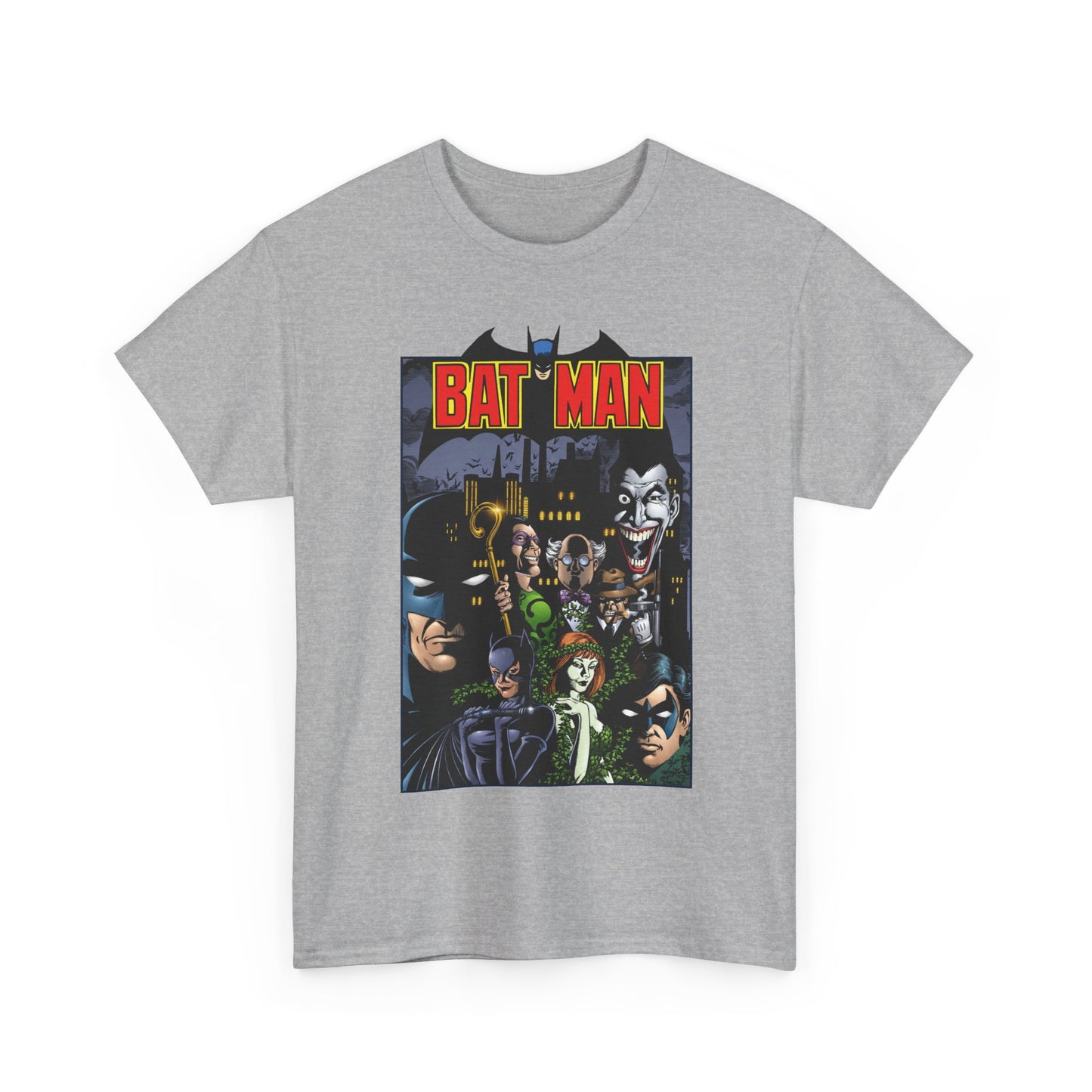 Batman T-Shirt - George Perez Art - Arkham Asylum - Joker, Catwoman, Poison Ivy, Riddler, Nightwing - DC Comics